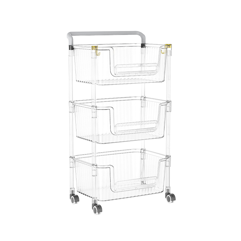 Justerbar Clear 3 -Tier Storage Cart -arrangör med hjul