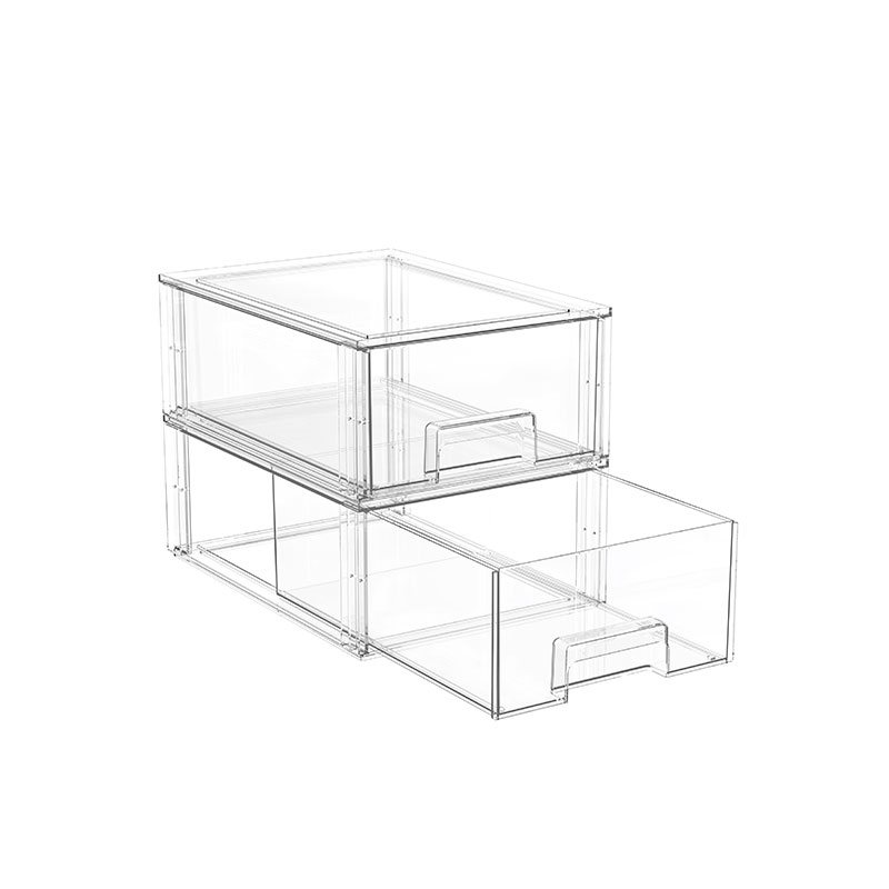 Easy Snap Together Montering Shoe Box Clear Plastic Stapble Shelf Container Drawer